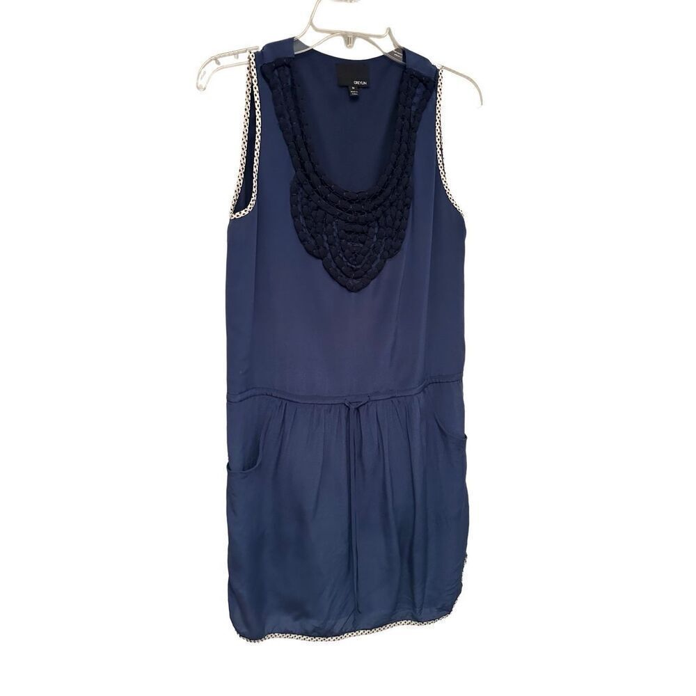 Greylin navy silk shift dress- size M
